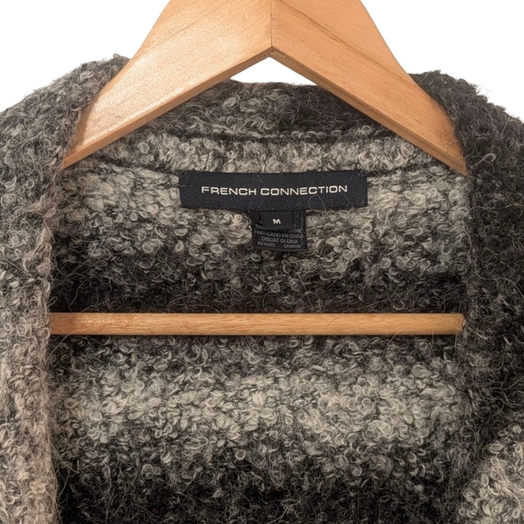 French Connection Black and Gray Boucle Cardigan Sweater - Picture 5 of 11